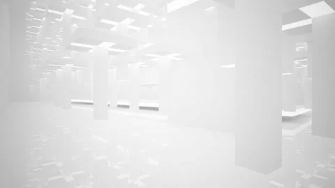Abstract white interior multilevel public space with window.  Stock Footage 100692805