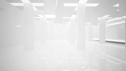 Abstract white interior multilevel public space with window.  Stock Footage 100692835