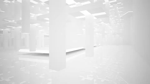 Abstract white interior multilevel public space with window.  Stock Footage 100692884