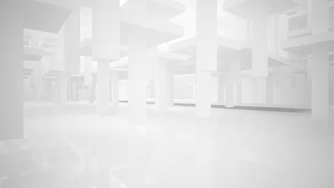 Abstract white interior multilevel public space with window.  Stock Footage 100709259