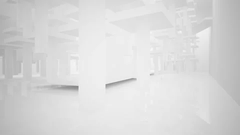 Abstract white interior multilevel public space with window.  Stock Footage 100709262