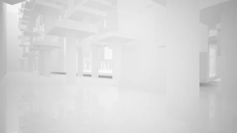Abstract white interior multilevel public space with window.  Stock Footage 100709264