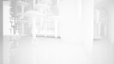 Abstract white interior multilevel public space with window.  Stock Footage 100722929