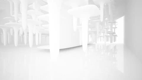 Abstract white interior multilevel public space with window.  Stock Footage 100723777