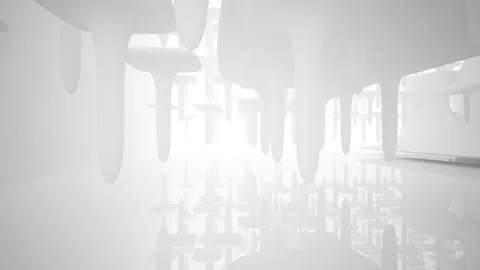 Abstract white interior multilevel public space with window.  Stock Footage 100724052