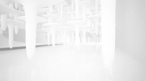Abstract white interior multilevel public space with window.  Stock Footage 100724243