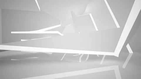 Abstract white interior with neon lighting. Видео 85267415