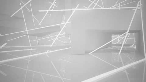 Abstract white interior with neon lighting.  Видео 85465420