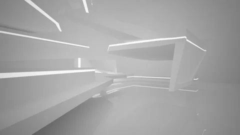 Abstract white interior with neon lighting.  Видео 86049283