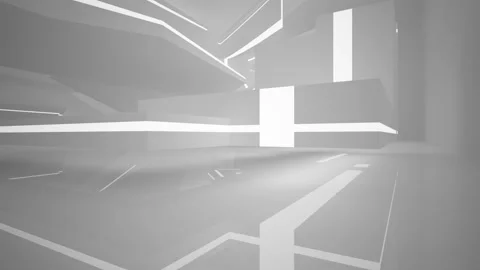 Abstract white interior with neon lighting.  Видео 86049343