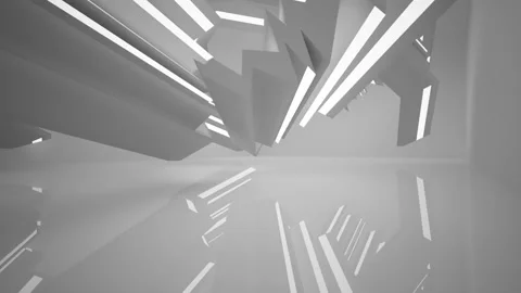 Abstract white interior with neon lighting. Видео 86413647
