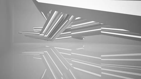 Abstract white interior with neon lighting. Видео 86413650