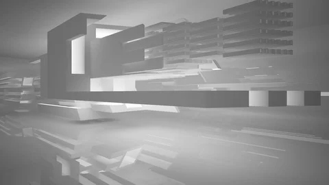 Abstract white interior. Night view. Видео 70769175