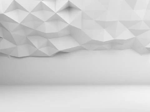 Abstract white interior with polygonal ceiling Illustrazione stock