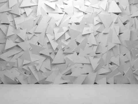 Abstract white interior with random triangles Stock Illustration