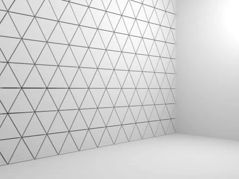 Abstract white interior with triangles pattern Stock Illustration