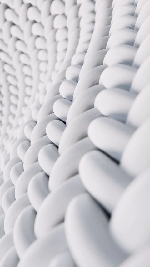Abstract white knitted fabric structure motion with dynamic weaving texture.. Stock Footage 332336649