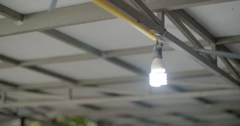 Abstract White Light Bulb On and off close up.Light bulbs under the house. Stock Footage 250075174
