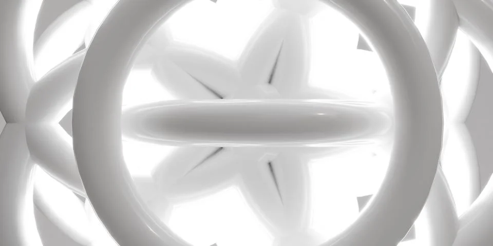 Abstract white light fixture with interlocking rings 3d render illustration Stock Illustration
