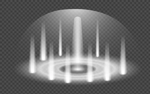 Abstract white light rays and glowing rings on transparent background Stock Illustration