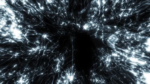 Abstract white light trails and particles forming dynamic energy flows Stock Footage 324150351