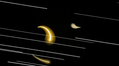 Abstract White Light Trails and Glowing Gold Curves on Black Stock Footage 336268129