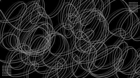 Abstract White Line Scribbles Tangled Sketch Isolated on Black Background.V.. Stock Illustration