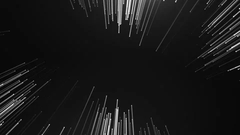Abstract white lines and particles moving dynamically on a dark background Stock Footage 312814741