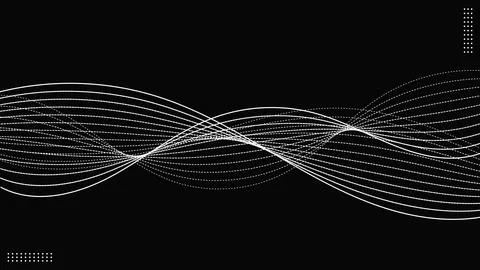 Abstract white lines dashed waves on black background. Vector illustration. Stock Illustration