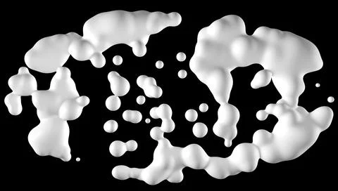 Abstract white liquid on a black background. 3D rendering. Stockillustratie