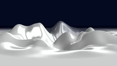 Abstract white liquid surface with smooth waves and glossy reflections, 3D Stockbeeldmateriaal 330083303