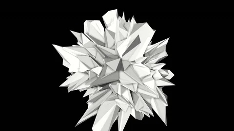 Abstract white low poly shape slowly rotates. 3d rendering. Stock Footage 100163037