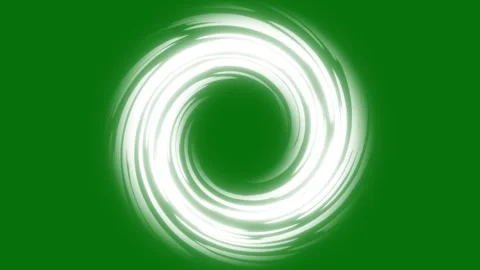 Abstract White Luminous Swirling Circles with Cyan Geometric Glow on Green 4K Stock Footage 344816965