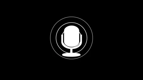 Abstract white microphone and sound wave on black background. Podcasting mi.. Stock Footage 295933352
