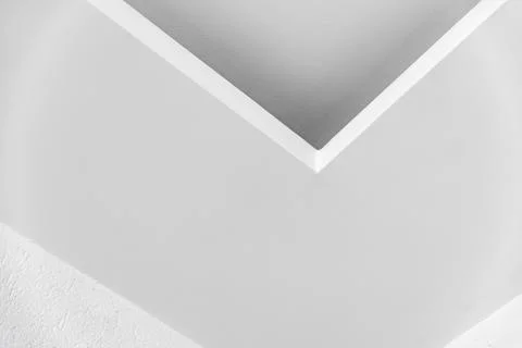 Abstract white minimal interior background with corner of ceiling niche Stock Photos