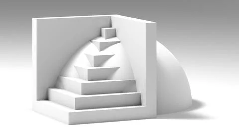 Abstract white minimal object,  3d rendering illustration Stock Illustration