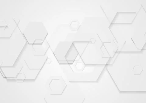 Abstract white minimal tech hexagons background Stock Illustration