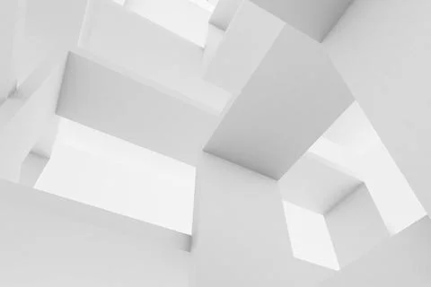 Abstract white modern interior background. Minimal 3d render Stock Illustration