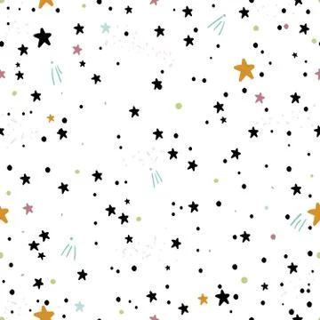 Abstract white modern seamless pattern with gold stars. Stock Illustration