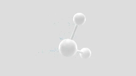 Abstract white molecular structure rotating with floating blue particles on.. Video stock 327112358