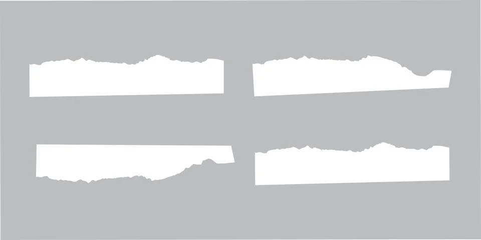 Abstract White Mountain Shape Ripped Paper Edges Illustrazione stock