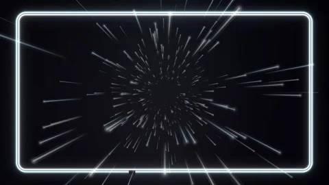 Abstract White Neon Frame with Glowing Warp Speed Motion Background Stock Footage 341907019