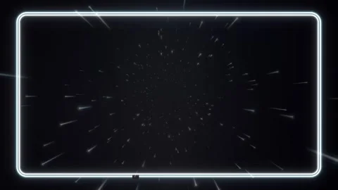 Abstract White Neon Frame with Glowing Particle Warp Speed Loop Stock Footage 342489048
