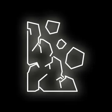 Abstract white neon light breaking apart Stock Illustration