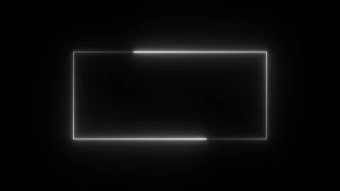 Abstract white neon rectangle frame on black background for intros and overlays Stock Footage 337941352