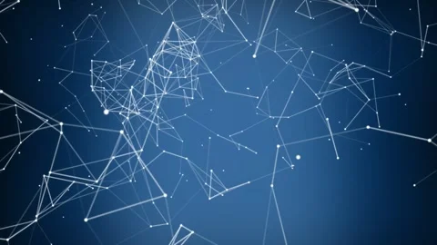 Abstract white node network on blue background, digital structure Video stock 331315744