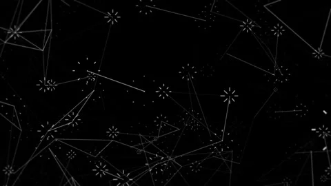Abstract White Nodes and Lines Moving in Dark Space Stock Footage 347008681