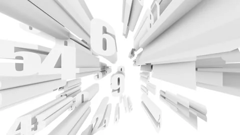 Abstract white numbers are pulled deep into the screen at high speed. Stock Footage 127305013