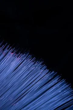 Abstract White Optical Fiber Bundle on Black Background Foto stock
