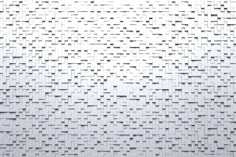 Abstract White or Gray 3d Geometric Small Cube Tiles Background Design Pattern Stock Illustration